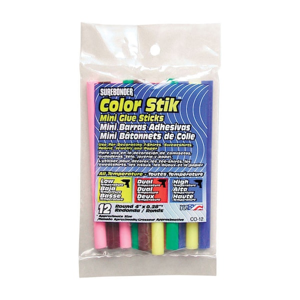 Surebonder Surebonder Color Stik .28 in. D X 4 in. L Mini Glue Sticks Assorted Colors 12 pk CO-12V - main